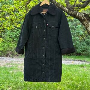 Levi's Black Quilted Jacket with Brown Leather Patch